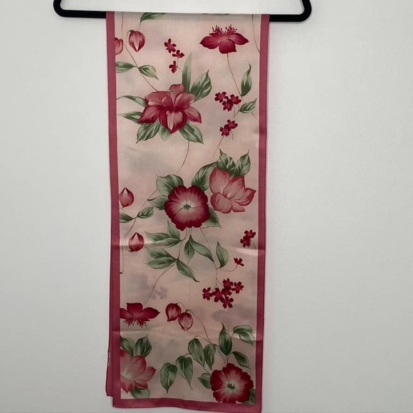 Pink floral silk scarf - Picture 1 of 7